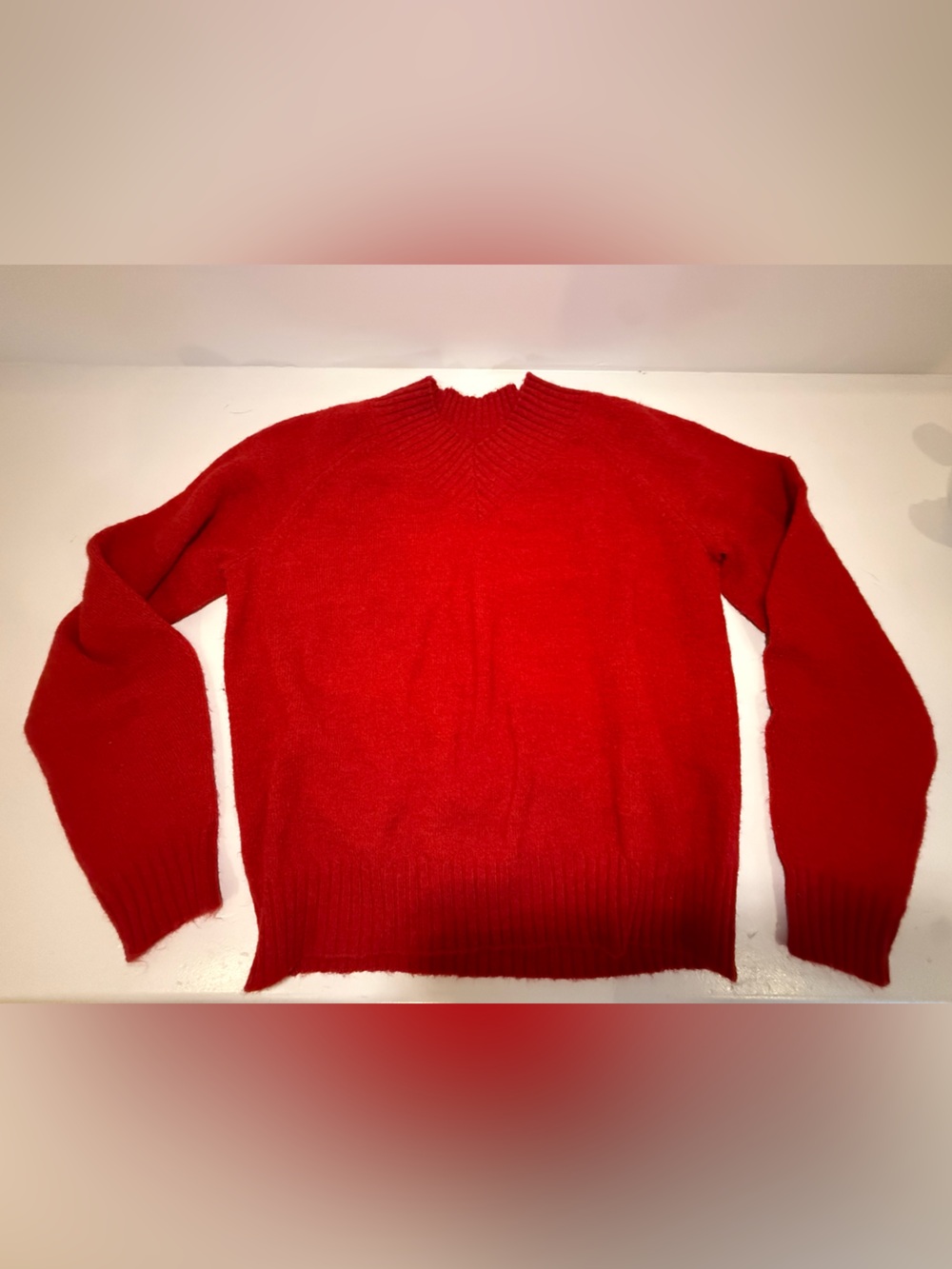 Banana Republic Red Knit V-Neck Sweater XS